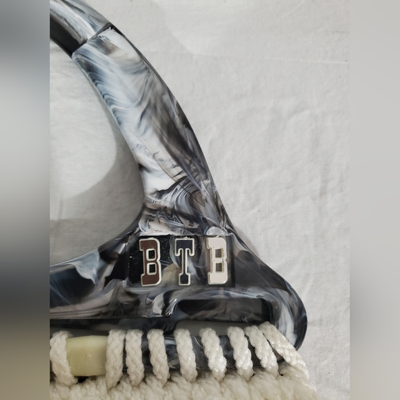 Hand Made Crocheted purse white and blue 12" x 9" - Picture 3 of 5